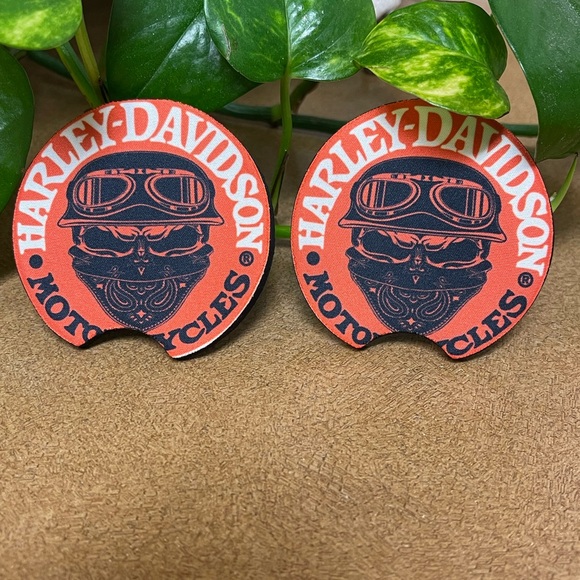 Custom Motorcycle Harley design car coasters set/2 - Picture 2 of 8